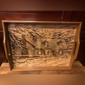 *SOLD* Vintage Wooden Serving Tray House of Lloyd Cabin in the Woods